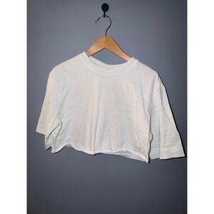 Gymshark Womens White Cropped Boxy T-Shirt Relaxed Fit Short Sleeve Size M
